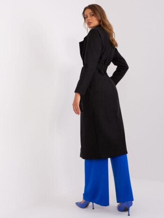 Och Bella Women's Coat with Belt Noire