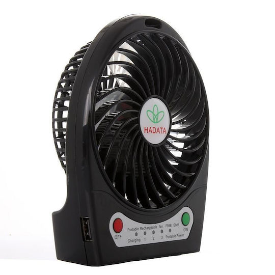 Hadata 4.3 Inch Portable USB Li-ion Battery Powered Rechargeable Fan Third Wind Gear Adjustment and Clip Black