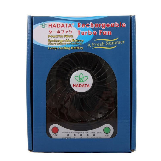 Hadata 4.3 Inch Portable USB Li-ion Battery Powered Rechargeable Fan Third Wind Gear Adjustment and Clip Black