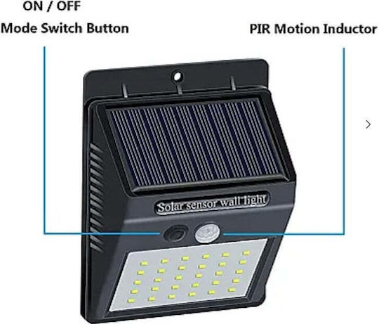 Lampă Solară Stradală 0.55W 120lm cu Senzor de Mișcare și Fotocelulă