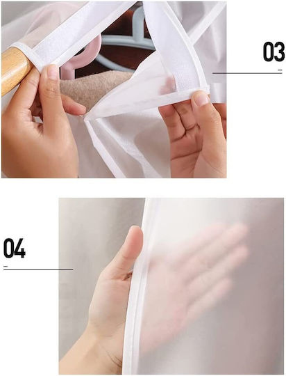 Пластмаса Калъф за Дрехи в Бял Цвят 50x100x120см 1бр