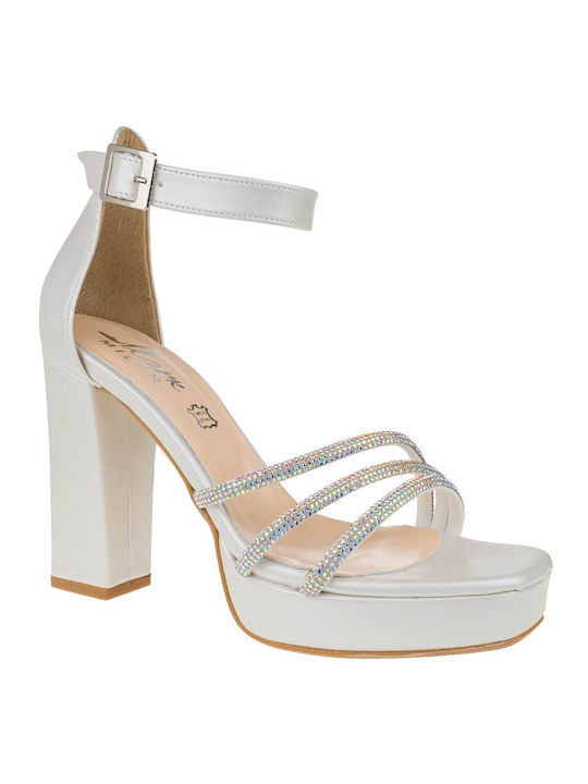 Mark Milan Platform Women's Sandals White with High Heel