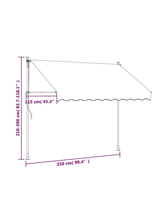 vidaXL Terrace Freestanding Tent Gray 2.5x1.5cm