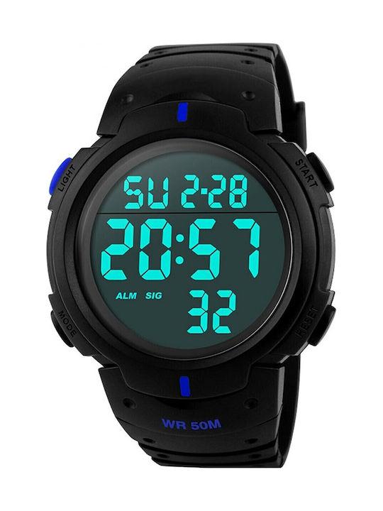 Skmei 1068 Digital Men's Watch 51mm Battery with Rubber Strap Black/Blue