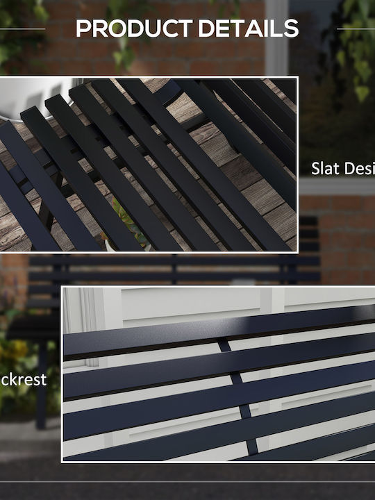 Two-Seater Sofa Outdoor Metallic Black 123x67x79cm