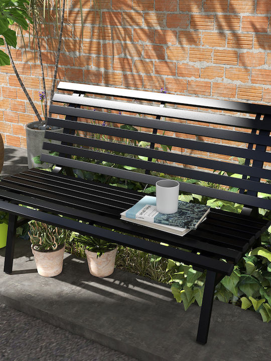 Two-Seater Sofa Outdoor Metallic Black 123x67x79cm