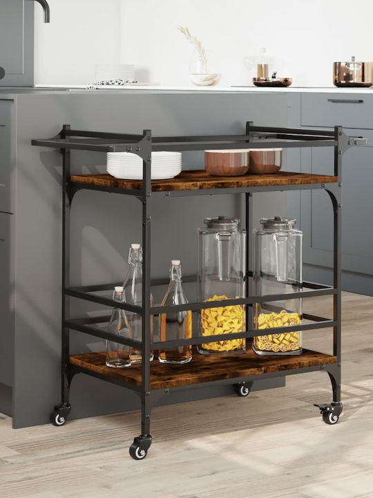vidaXL Wooden Kitchen Trolley 3 Tiers Brown 82x40x78.5cm