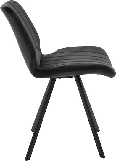 Sabia Dining Room Velvet Chair Black Velvet-Black Metal 46x55x80cm