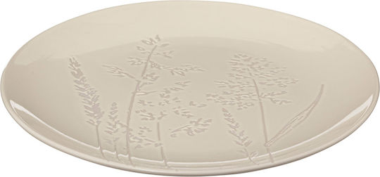 S-d Floral Plate Shallow Ceramic White with Diameter 27cm
