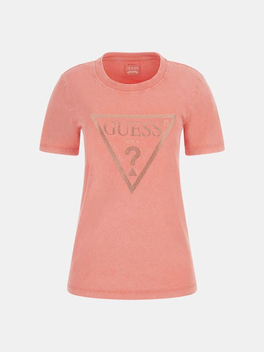 Guess Γυναικείο T-shirt Κοραλί