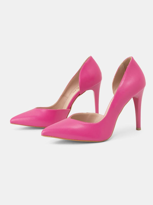 Bozikis Synthetic Leather Pointed Toe Stiletto Fuchsia High Heels Τακούνι