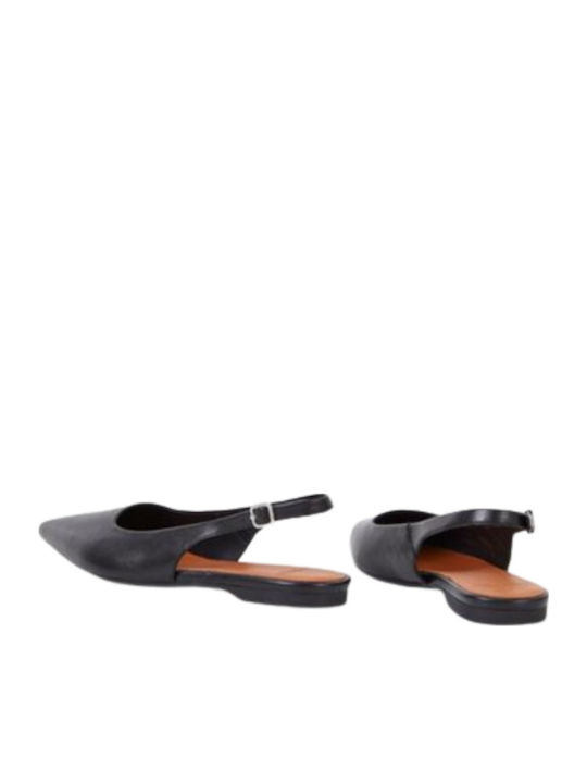 Hermine Leather Pointed Toe Heels with Strap Black