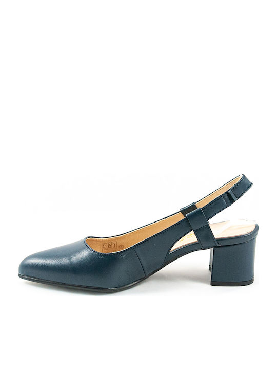 Leather Women's Ballerina Shoes Slingback In Blue Colour