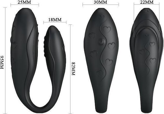 Pretty Love Indulgence Plus Vibrator for Couples with Remote Control 9.5cm Black