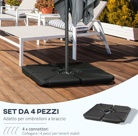 Outsunny Stand de umbrelă din Plastic Negru 103x103x8.3cm 4buc