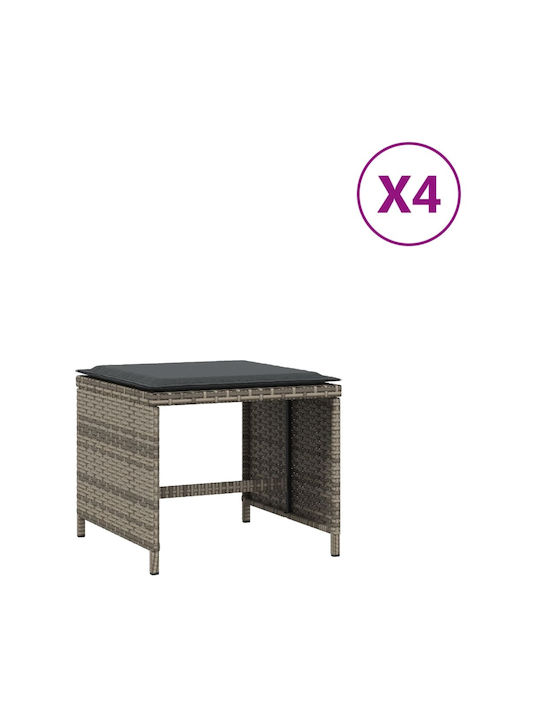 Σκαμπό Rattan 4τμχ 41x41x36cm Σκαμπό Rattan 4τμχ 41x41x36cm