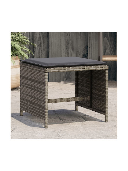 Gartenhocker Würfel Außeneinsatz Rattan mit Grau Kissen 4 Stück 41x41x36cm