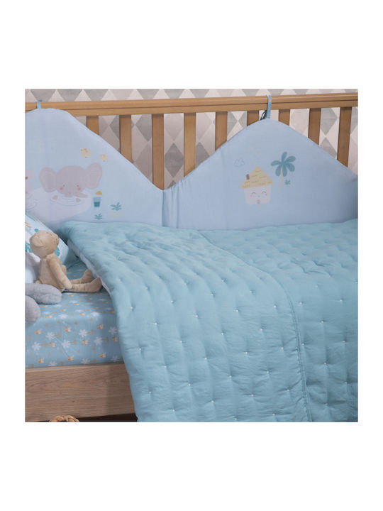 Nef-Nef Homeware Cotton Baby Quilt 80x110cm Aqua