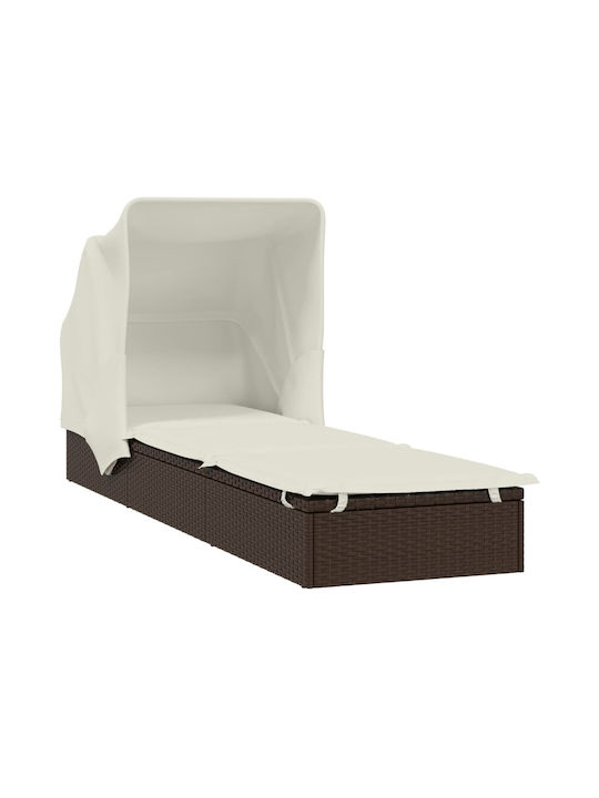 Ξαπλώστρα Rattan με Μαξιλάρι Καφέ 213x63x97εκ.
