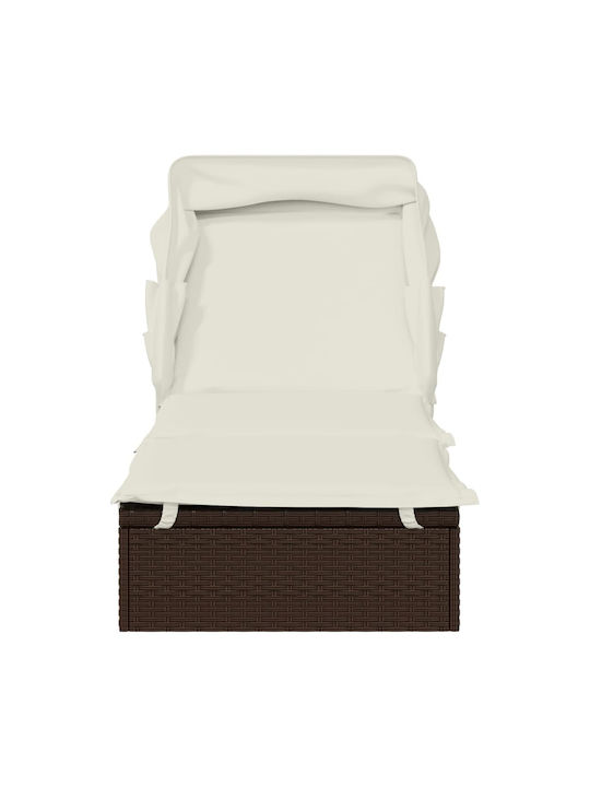 Ξαπλώστρα Rattan με Μαξιλάρι Καφέ 213x63x97εκ.