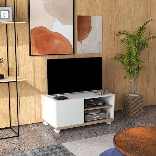 Stand TV Alb cu Roți L80xA45xÎ39.5cm