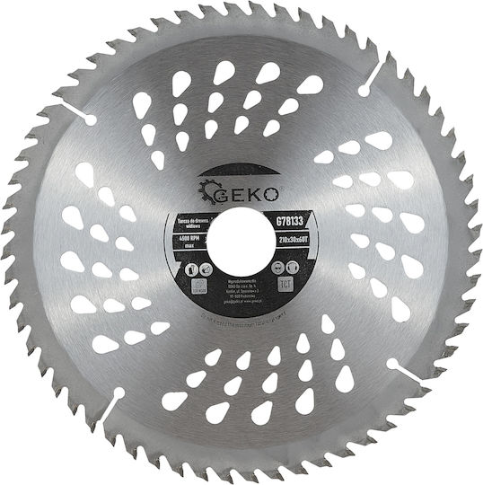 Geko G78133 Cutting Disc Wood Hole Diameter 210mm with 60 Teeth 1pcs