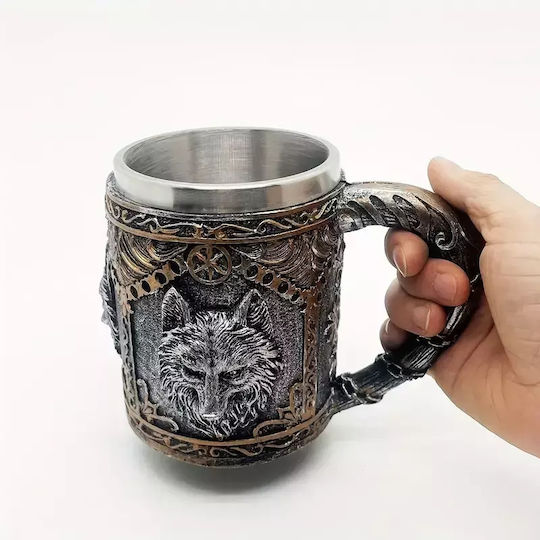 Viking Wolf Becher Metallisch Mehrfarbig 400ml