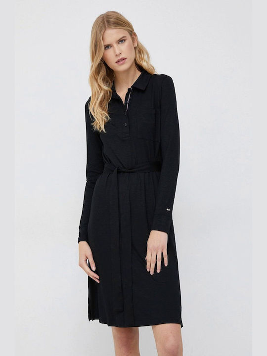 Tommy Hilfiger Mini Rochie cu cămașă Rochie Negru