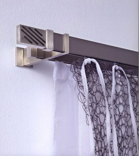 Aslanis Home Μεταλλικό Κουρτινόξυλο Μονό 360εκ. Inox Linea 10581_4146