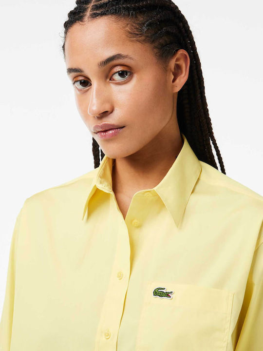 Lacoste Mânecă lungă Femei Cămașă Yellow Monocromie