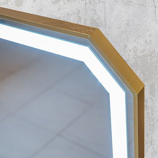 Oglindă de Baie Lumini LED Atingere 70x90cm Auriu