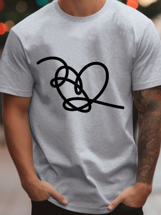 Fruit of the Loom Bts Black Heart T-shirt Γκρι Βαμβακερό