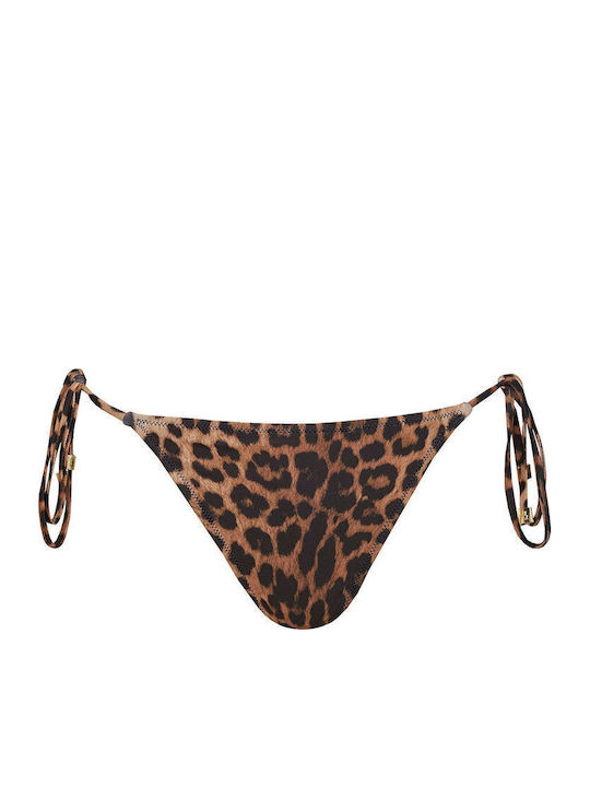Bikini Slip mit Schnürchen Braun
