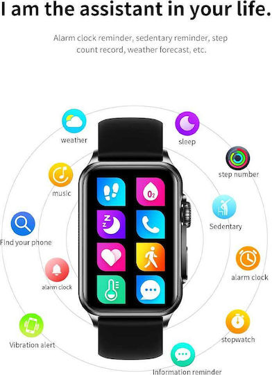 Lamtech LAM113522 Smartwatch mit Pulsmesser (Schwarz)