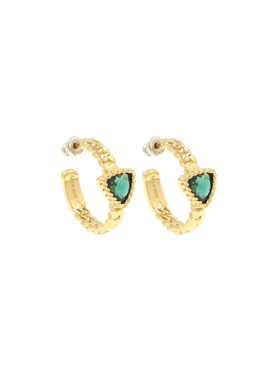 Rebecca Earrings Hoops made of Steel Gold Plated with Stones