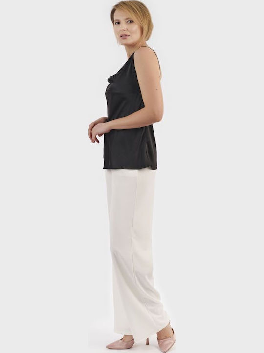Bluza Damă Drapat Cu Bretele Negru