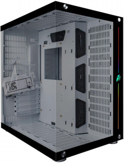 1STPLAYER SP8 Gaming Midi Tower Computer Case with Side Window and RGB Lighting White