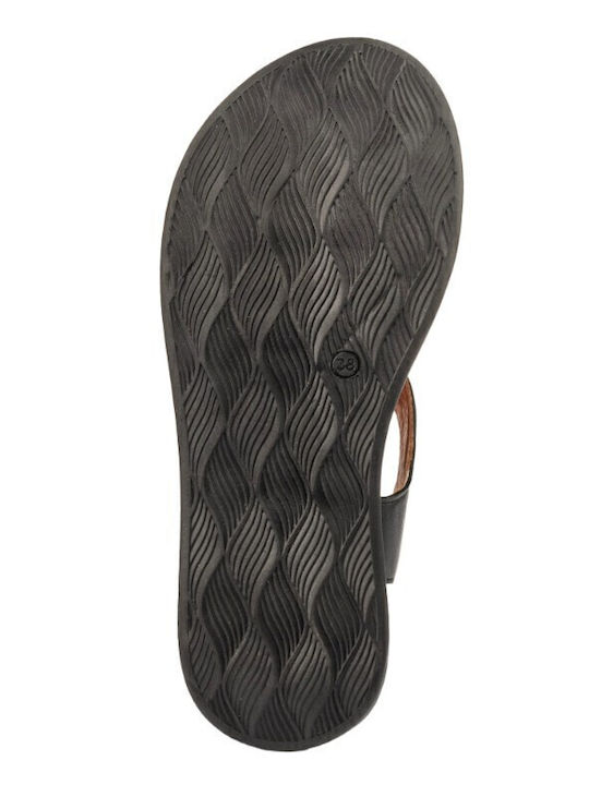 Leder Flache Sandalen für Damen Anatomisch in Schwarz Farbe