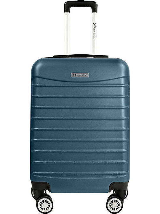 Quasar Line Cabin Travel Suitcase Hard Petrol Blue with 4 Wheels Height 55cm