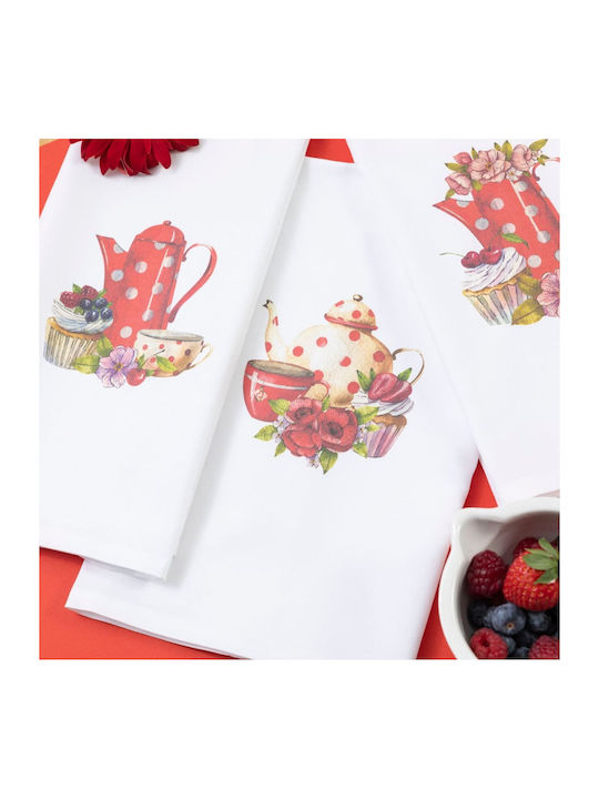 Borea Tea Towel from 100% Cotton in White Color 50x70cm 3pcs