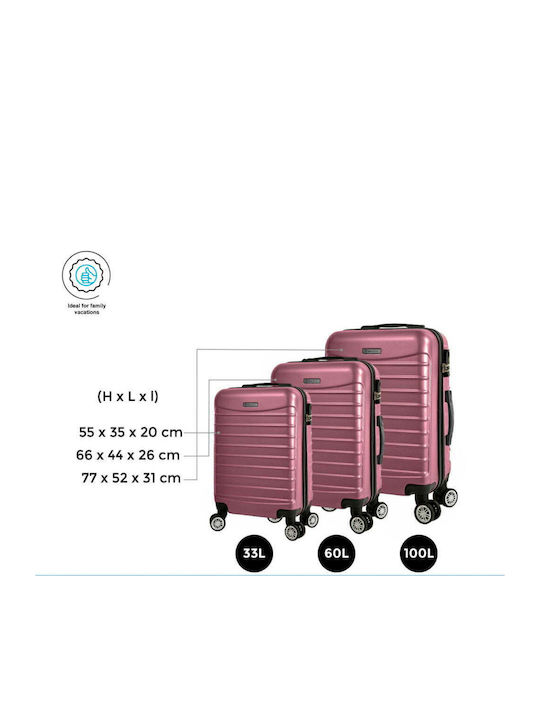 Quasar Model Set of 3 Reisekoffer Hartschalen Powder Coated Pink mit 4 Räder