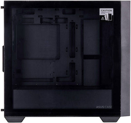 Asus A21 Plus Gaming Midi Tower Κουτί Υπολογιστή με Πλαϊνό Παράθυρο και RGB Φωτισμό Μαύρο