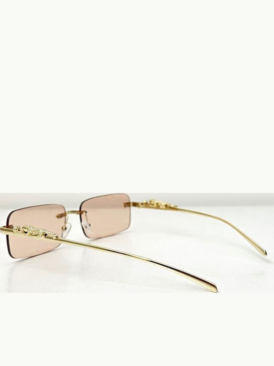 Looks Style Eyewear Унисекс Слънчеви Очила с Златен Метален Рамка и Кафяви Преливащи Стъкла