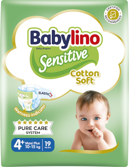Babylino Tape Diapers Chamomile No 4+ For 10-15kg 19 Pieces