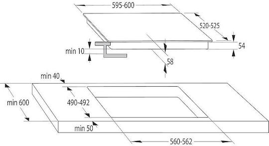 Επαγωγική Εστία με Πλαίσιο Αυτόνομη 60x52.5εκ.