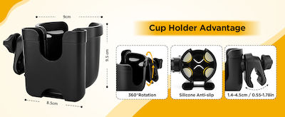 Cup Holder Base Compatible with Stroller Bicycle Motorcycle Scooter General Use Support Base 9.5x9cm Mobile Phone Holder 8.5cm