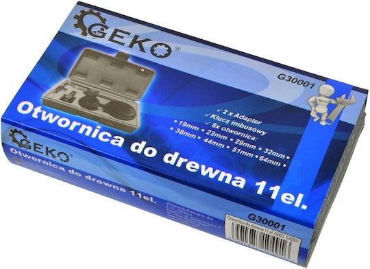 Geko Σετ Ποτηροπρίονα με Διάμετρο από 19mm έως 64mm