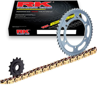 RK Kit lanț și pinion Auriu (14-43-520) pentru Kawasaki Ninja 250 R