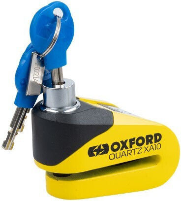 Oxford Quartz Motorcycle Disc Brake Lock with Alarm & 10mm Pin in Yellow 04471