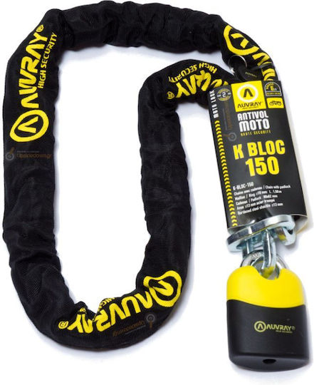 Auvray K-Bloc 150 150cm Motorcycle Anti-Theft Chain with Lock in Black